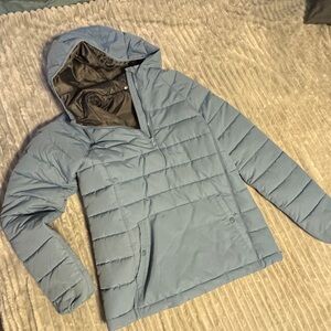 Stoic Blue Puffer Hooded Quarter Zip Hoodie sz XS